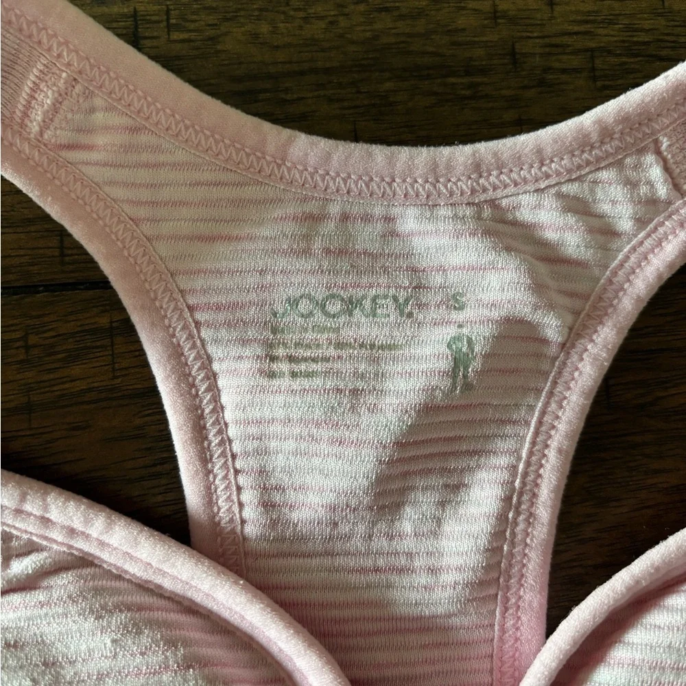 Jockey Light Pink Striped Zip-up Sports Bra
